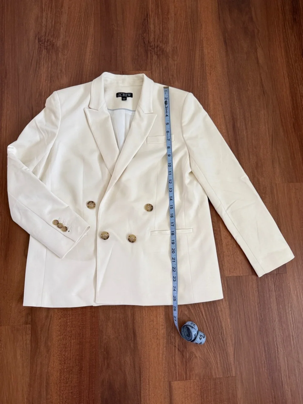 J. Crew Double-Breasted Cream Blazer (Matching pants also listed) - Picture 2 of 8